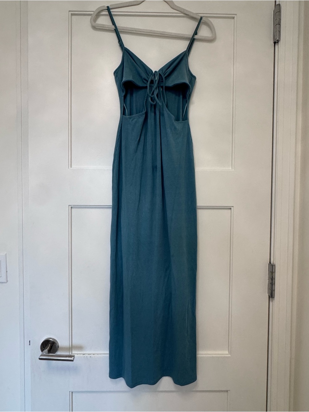 L SPACE Sleeveless Teal Cutout Maxi Dress with Tie Front